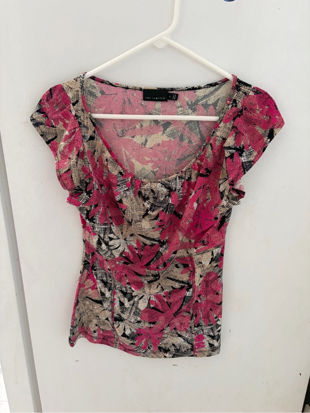 The Limited Pink Floral Scoop Neck Short Sleeve Top